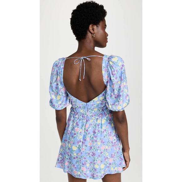 For Love & Lemons NWT Charlene Periwinkle Floral Mini Dress sz XS - Picture 8 of 14